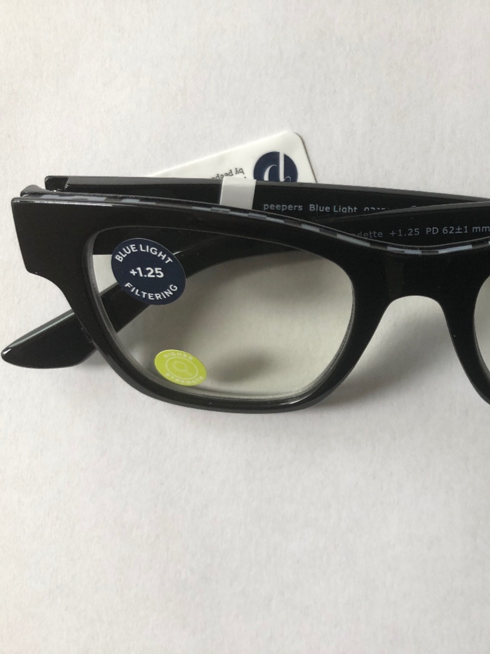 New Bernadette Black Peepers Blue Light reading glasses +1.25